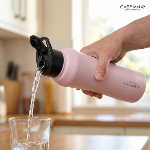 Image of CASPIAN Sipper Water Bottle Replacement Lid Cap Wide Mouth (Black, Set of 1) Leak Proof Thunder for Fridge Home Office Travel School Kids Boys Girls Adults Sports Gym Yoga