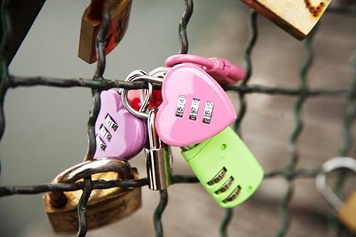 Image of XYFD Combination Lock, Heart Shape 3 Digital Password Padlock,Outdoor Waterproof Padlock for School Gym Locker,Sports Locker,Fence Gate,Hasp Cabinet Storage,Jewelry Storage Box Diary-2 Pack (Pink)