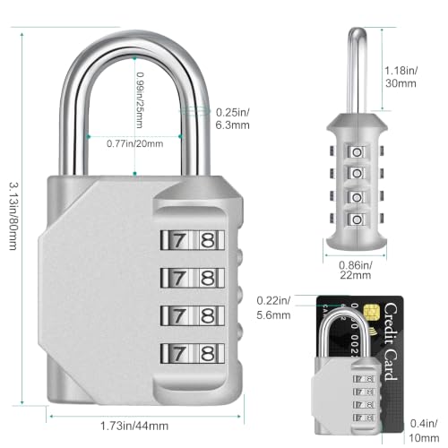 Image of ZHEGE Combination Lock 2 Pack, 4 Digit Outdoor Padlock for Shed (Silver)