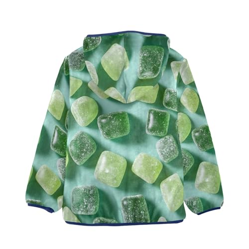 Green Jelly Candies Girls Fleece Jacket Girls Fall Jacket Girls Zip Up Hoodie Girls Sherpa Jacket 2-10T2