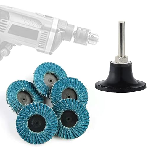 15 Stk Fächerscheiben 50mm für Bohrmaschine, 2 Zoll Schleifscheiben Körnung 40/60/80 Zirkonkorund Schruppscheibe mit 6,35 MM Adapter für Metall Holz Stahl Schnelles