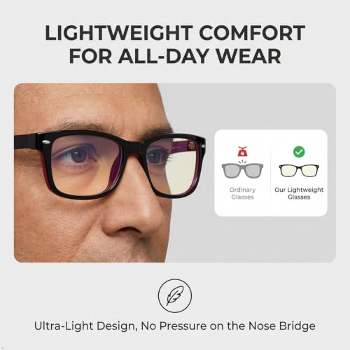 Image of Eyekepper Blue Light Reading Glasses Men Women 2.0, Small Red
