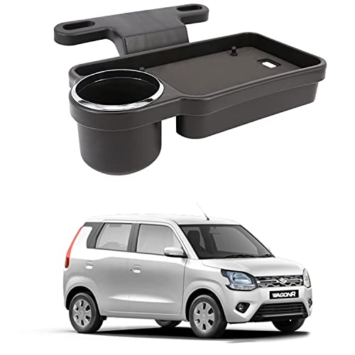 Image of Oshotto (FT-04) Foldable Car Auto Headrest Rear Back Seat Table Drink Food Cup Tray Holder Compatible with Maruti Suzuki WagonR 2019-2026 - Black