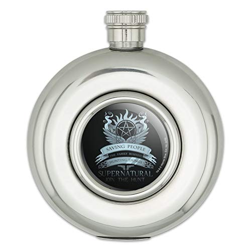 Supernatural Saving People Hunting Things Round Stainless Steel 5oz Hip Drink Flask
