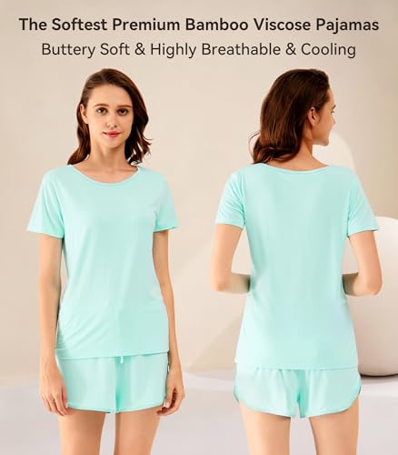 Image of WiWi Viscose from Bamboo Pajamas Set for Women Super Soft Short Sleeve Cooling Summer Plus Size Pjs Sets Sleepwear S-4X