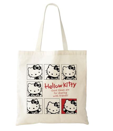 Hello® Kitty Tote bag, Economical Cotton Tote Bag, Lightweight Medium Reusable Grocery Shopping bag Gym, Beach bag