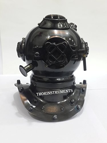 Iron Black & Copper Divers Helmet - Decorative Divers Helmet - Nautical Decorating Rustic Vintage Home Decor Gifts