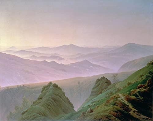 Affiche Toile Matin à la montagne Friedrich 60x90cm grand format portrait au fini mat acrylique