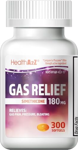 HealthA2Z® Gas Relief, Simethicone 180mg, Bloating & Flatulence, 300 Count