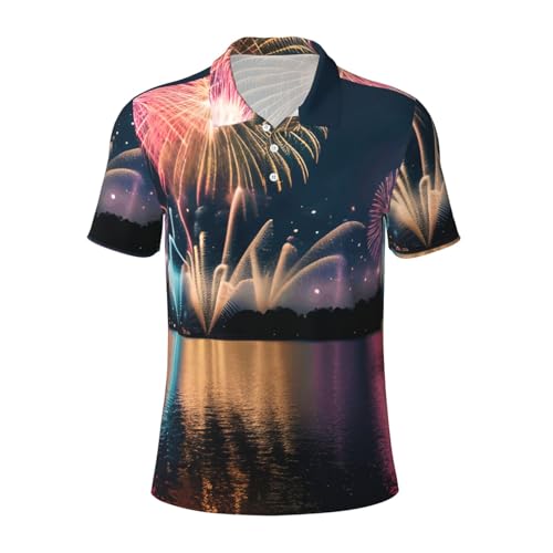 Chemise décontractée à manches courtes pour homme motif feu d'artifice chic