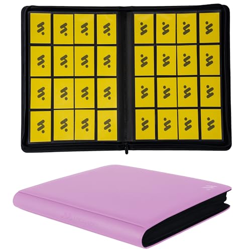 Image of Premium 1000+ Pockets Card Binder,16 Pockets Trading Card Binder Ringless Side Loading Trading Card Album Folder for TCG -Pink Purple