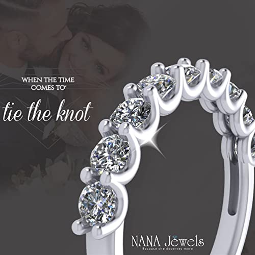 NANA Jewels CZ or Moissanite U shaped half Eternity Wedding & Anniversary Ring Stackable Sterling Silver3