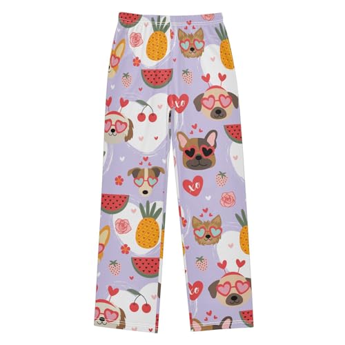 Boys' Pants Purple Watermelon and Dogs Long Bottoms Jogger Pants Elastic Waist Trousers with Pockets S-XL