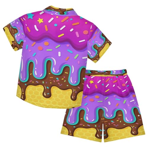 Image of Boccsty Red Strawberry Boy Summer Shorts Sets Hawaiian Toddler Boys T-Shirt & Pants 2 Pcs 3T-10T