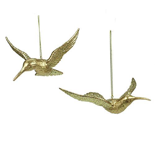 Gisela Graham Set of 2 Gold Hummingbird Christmas Decorations (11.5 centimetres)