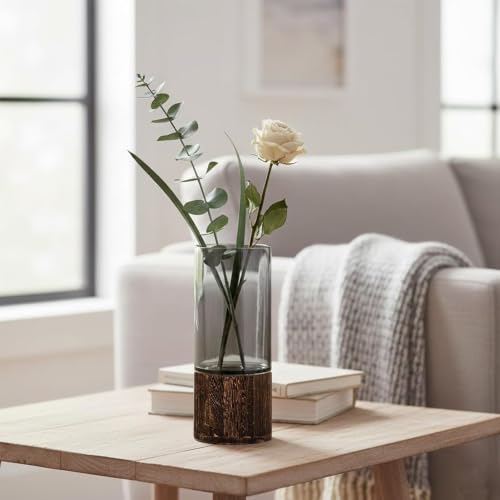 Vase en verre pour fleurs grand modèle cylindrique de table - 7