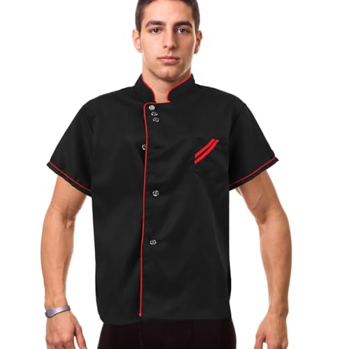 Kallory Kitchen Short Sleeve Chef Shirt - Food Service Coat & Bistro Uniform for Men & Women