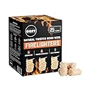 OOFT Natural Firelighters - Ignite Instantly and Odourless - Perfect for use with Pizza Ovens, Barebeques, Wood Burning Stoves, Open Fires and Camp Fires - Box of 25