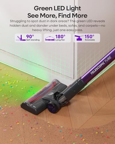 Image of AlloyMove Cordless Vacuum Cleaner 45KPA, Up to 60mins Runtime Lightweight Powerful Suction Vacuum Cleaners for Home, 3 Suction Modes, Rechargeable Stick Vacuum for All Floor /Carpet /Pet Hair /Car, A03