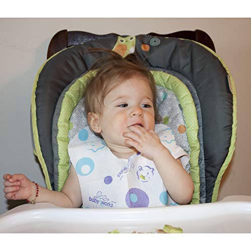 Disposable Baby Bibs | With Crumb Catcher | Adjustable Size For Babies And Toddlers | Waterproof For Leak-Proof Protection | Quilted And Comfortable | Perfect For Travel | 12 Count #TOP3