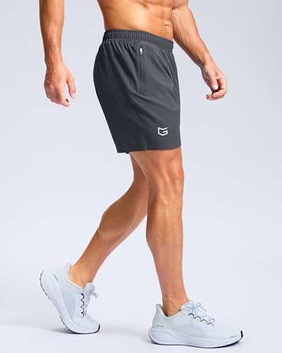 Image of G Gradual Men's Athletic Running Shorts with Zipper Pockets Quick Dry 7 inch / 5 inch / 9 inch Workout Gym Shorts for Basketball Hiking