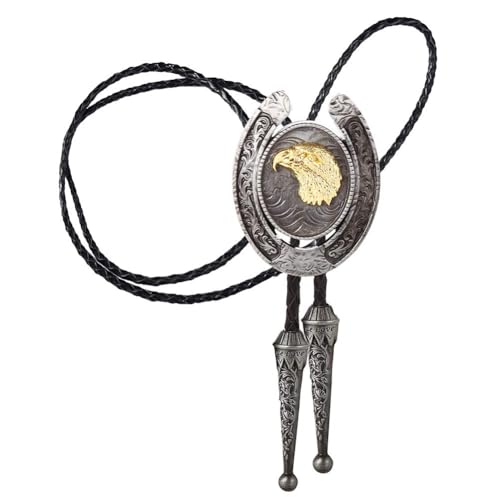 Image of HUABOLA CALYN Bolo Tie for Men- Western Cowboy Native American Golden Horse Bolo Tie