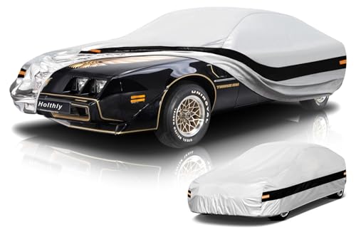 Image of 10 Layer Coupe Car Cover Waterproof All Weather for Automobiles,100% Waterproof Outdoor Car Covers Rain UV Protection.Custom Fit for Dodge Challenger,Ford Thunderbird,Pontiac Firebird,etc