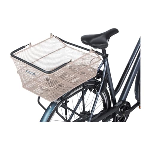 Basil Cento MIK Fahrradkorb – abschließbares MIK-System inkl. - Wetterfest - Robust - 21 Liter Volumen, ideal für den Gepäckträger und tägliche Nutzung - Metallfarbig