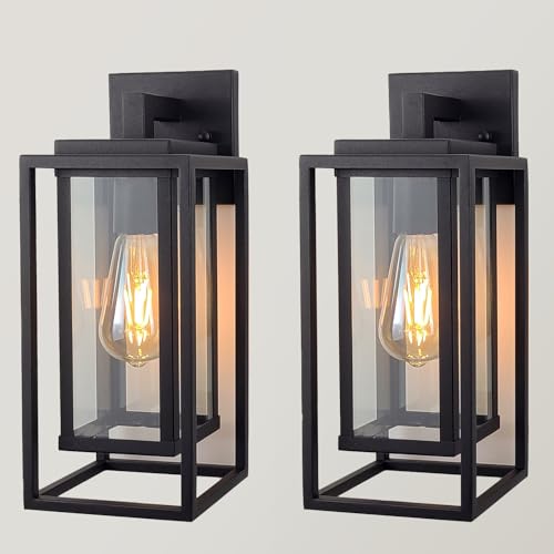 14' Outdoor Wall Light Fixtures Waterproofed Exterior Lantern W/Sturdy Rectangular Double Cage In...
