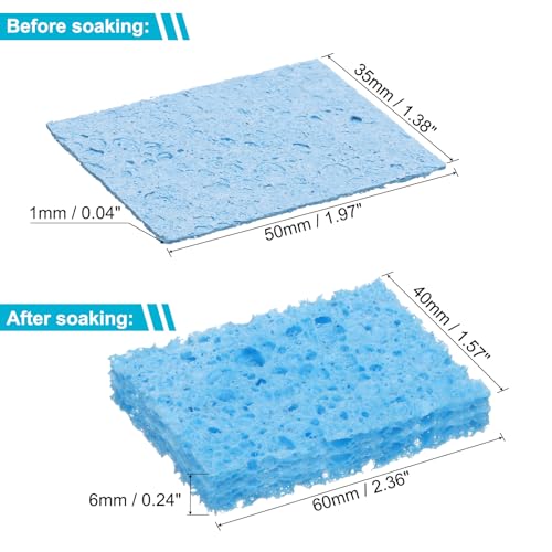 Image of uxcell Soldering Sponge 1.97 inch x 1.38 inch Rectangle Sponge Replacement Welding Soldering Iron Tip Cleaning Pads Soldering Iron Special High Temperature Sponge Blue 15pcs