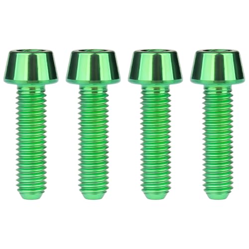 Image of Titanium Ti Bolt M5x9 16 18 20 25 30 35 40 45 50 55 60mm Tapered Head Screws Pack of 4 (M5x18mm, Green)