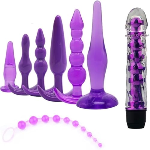 8pcs Anal Trainer Beginner Kit Set Silicone Anal Plug Butt Plug Dildo Beads Sex Toys for Beginners Advanced Users with Flared Base Prostate Sex Toys
