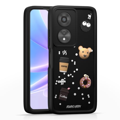 Image of Pikkme Back Cover for Oppo A38 4G / Oppo A18 4G | Cute Fun Cartoon 3D Bear Silicone Full Body Protection Bumper Cover (Black) | Cute