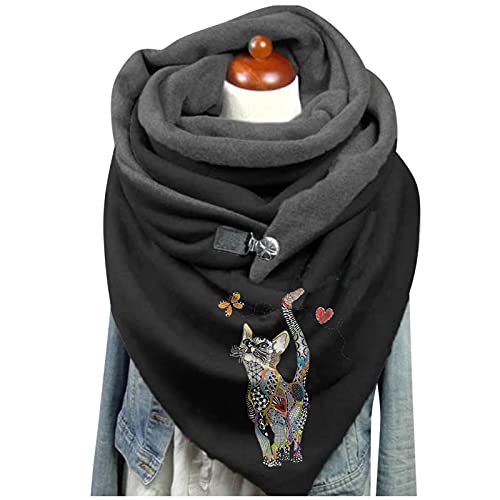 Écharpe Triangle Femme Hiver Chaud Noir Foulard Femme Soldes Echarpe Marque Femme Echarpe A La Mode Femme Foulard Tube Femme Chauds d'automne d'hiver Imprimé L'Écharpe Confortable De Double Couche-A Cover