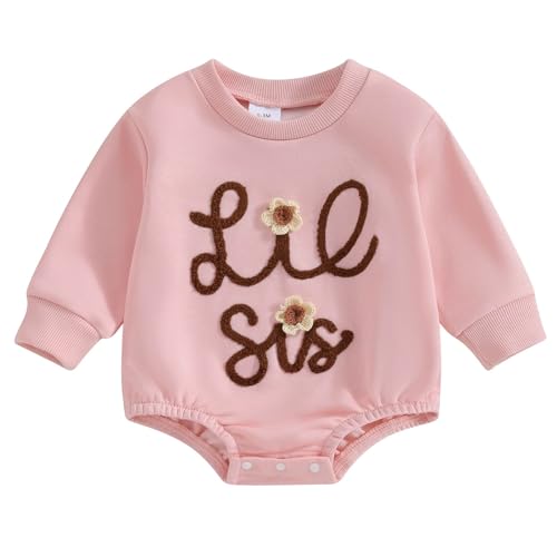 Image of LIOMENGZI Toddler Baby Romper Big Sister Little Sister Matching Clothes Fall Outfit Infant Newborn Sweatshirt