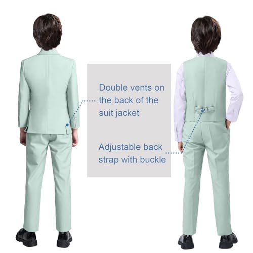 Image of Boy Suits 5 Pieces Formal Suit Set with Adjustable Waist Kids Dress Suit for Wedding Prom