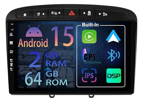 Autoradio Android pour Peugeot 408 308 Navigation GPS Bluetooth Écran Tactile Wireless Carplay