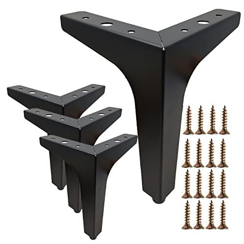 Mimhooy 5 Inch Furniture Legs Set of 4 Metal Legs for Furniture Modern Furiture Feet Matte Black for Sofa Cabinet Cupboard Couch Chair Ottoman