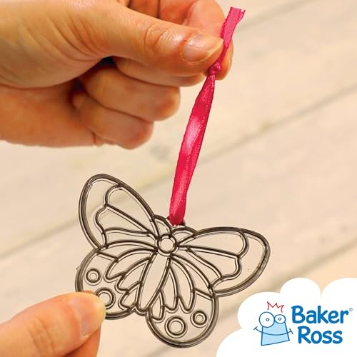 Baker Ross ET815 Ross Suncatcher-Fensterdeko „Schmetterling“ aus Acrylglas zum Basteln und Aufhängen für Kinder ideal für Frühling - 12 Stück, 7cm Farblos
