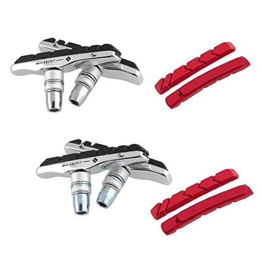 Eyech 2 Pair Bike Brake Pads Set Bicycle V-Brake Blocks with 4 Replacement Pads Hex Nuts and Shims Included for MTB Road Mountain Bicycle-70mm