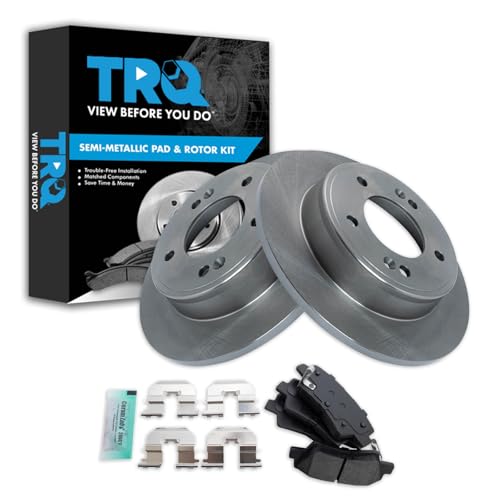 Image of TRQ Rear Brake Pad and Rotor Set Semi Metallic Rotors