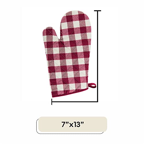 Buffalocheckovenmitts2packburgundy7x13quiltedpotholdersareheatresistantmachinewashablestainrepellantnonslipforcookingbakinggrillingbyachimhomedecor Urban Country Home Decor Buffalo check oven mitts 2 pack burgundy 7 x 13 quilted pot holders are heat resistant machine washable stain repellant non slip for cooking baking grilling by achim home decor urban country home decor