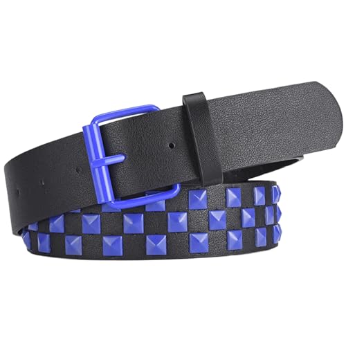 Stud Belt, 42.13x1.50 Inch PU Leather Chunky Belt, Goth Style Punk Belt, Fashion Thick Studded Belt, Spiked Wide Belts for Women and Men,Chunky Belt