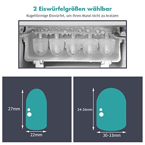 DREAMADE Eiswürfel Maschine, Eiswürfelbereiter Ice Maker, 2 Eiswürfel-Größen wählbar, 6-13 Minuten Produktzeit… – Bild 5