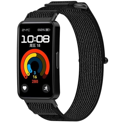 Correa de nylon para Huawei Band 8 y 9 negra y gris miniatura 1