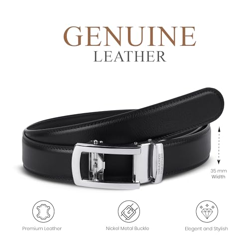 Image of HAMMONDS FLYCATCHER Genuine Leather Belt for Men - Perfect for Formal and Casual Wear - Adjustable Waistband up to 46 Inches - Autolock Belt for Formal and Casual Wear