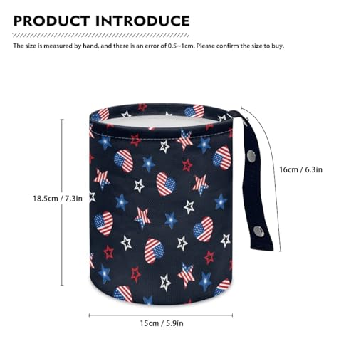 Image of American Flag Star Car Trash Can Waste Basket Portable Car Garbage Bin Collapsible Accessories Trash Can for Car SUV Trucks Universal