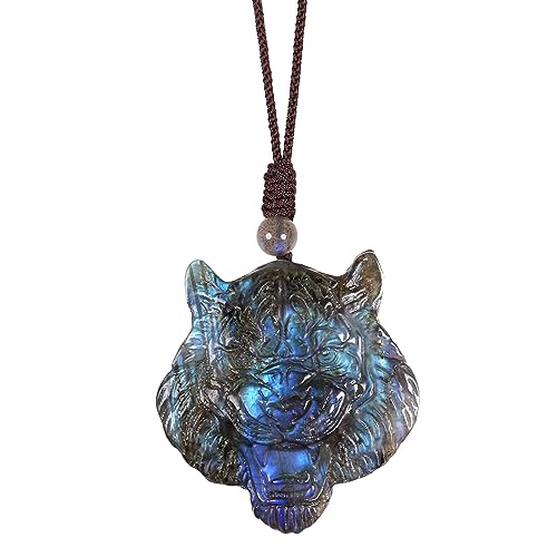 Pendentif en Labradorite Naturelle avec Cordon Réglable Unisexe QYYZTQY