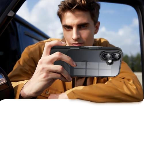Image of KARWAN️Ultra-Hybrid Shockproof Back Cover Case for iPhone 16 | Camera Protection Bump |Shockproof Back Cover Case for iPhone 16 (PC & TPU, Smoked Matte Sides) Black