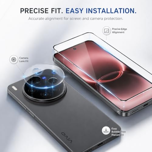 Image of ArmourPro Tempered Glass and Clear Camera Lens Protector for Vivo X300 Ultra, Edge to Edge Screen Guard, Anti-Bubble, Scratch Resistant, Anti-Fingerprint, Installation Kit | Clear